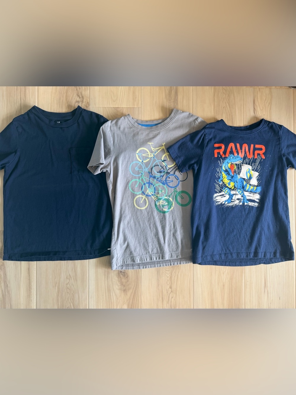 Kids Short Sleeve Graphic T-Shirts - Navy & Gray (3-Pack) GAP, Tea, Lands End